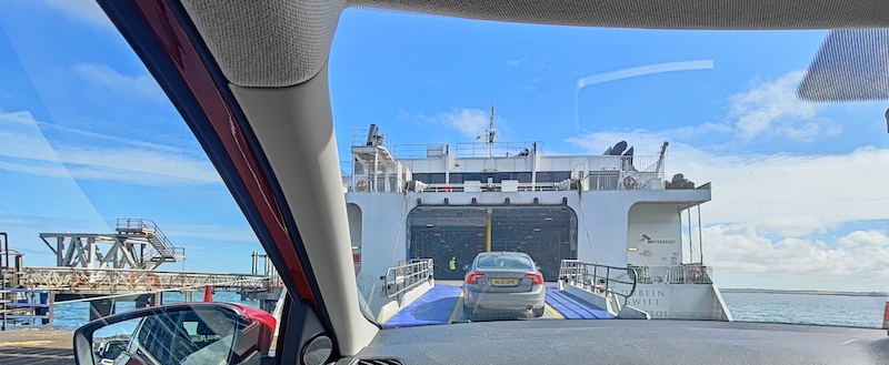 Front view from car boarding Dublin Swift ferry