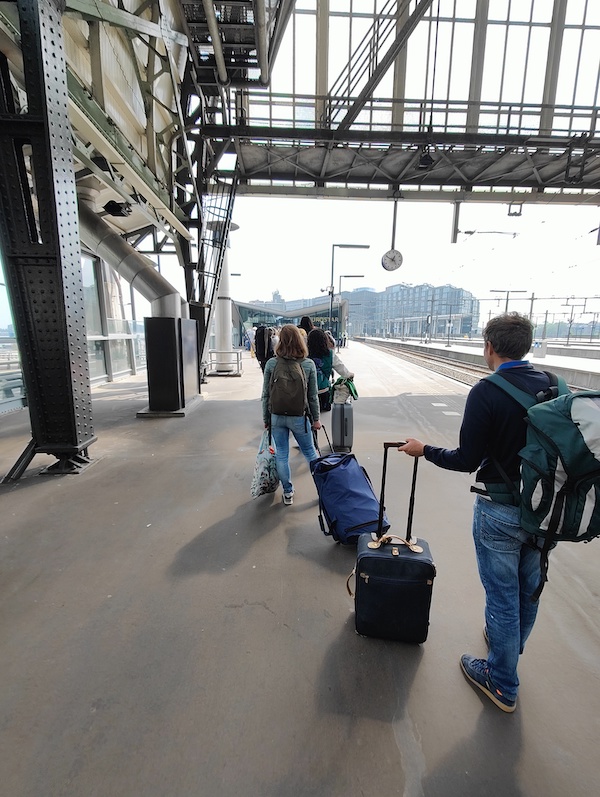 Queue for Eurostar check-in at Amsterdam Central