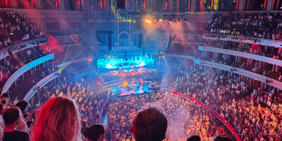 Colourful lighting at Bonobo concert inside The Royal Albert Hall