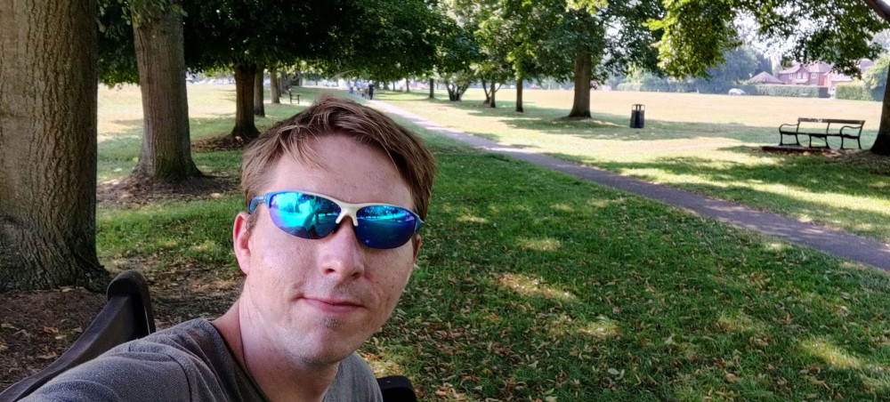 Calum in Redbourn under an avenue of trees
