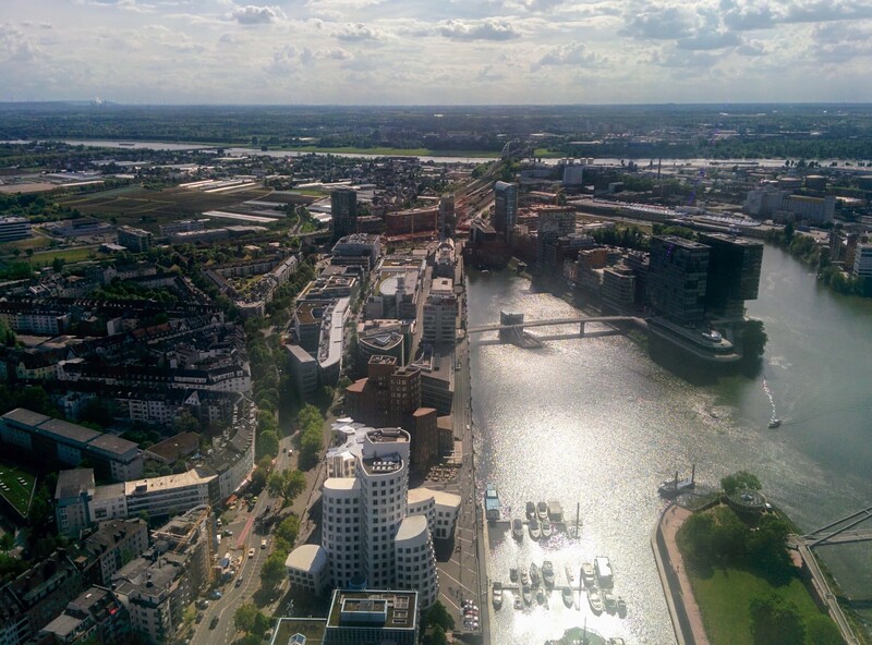 View south of river from Düsseldorf TV tower