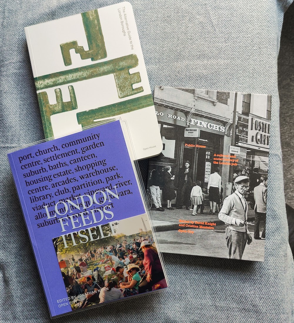 Pile of three books with London Feeds Itself on top