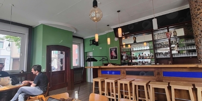 A modern German bar converted to meeting space for Sipgate