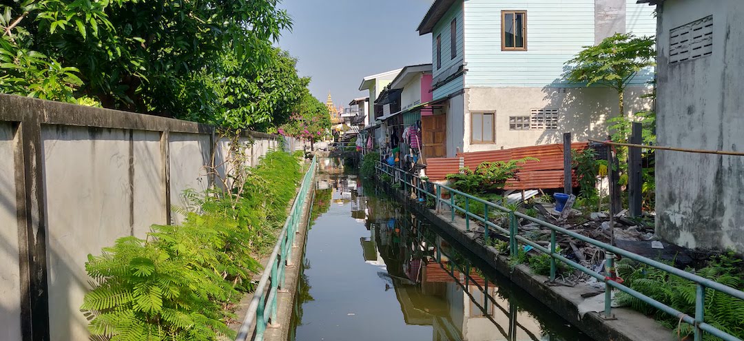 Residential area of Bangkok with waterway intact