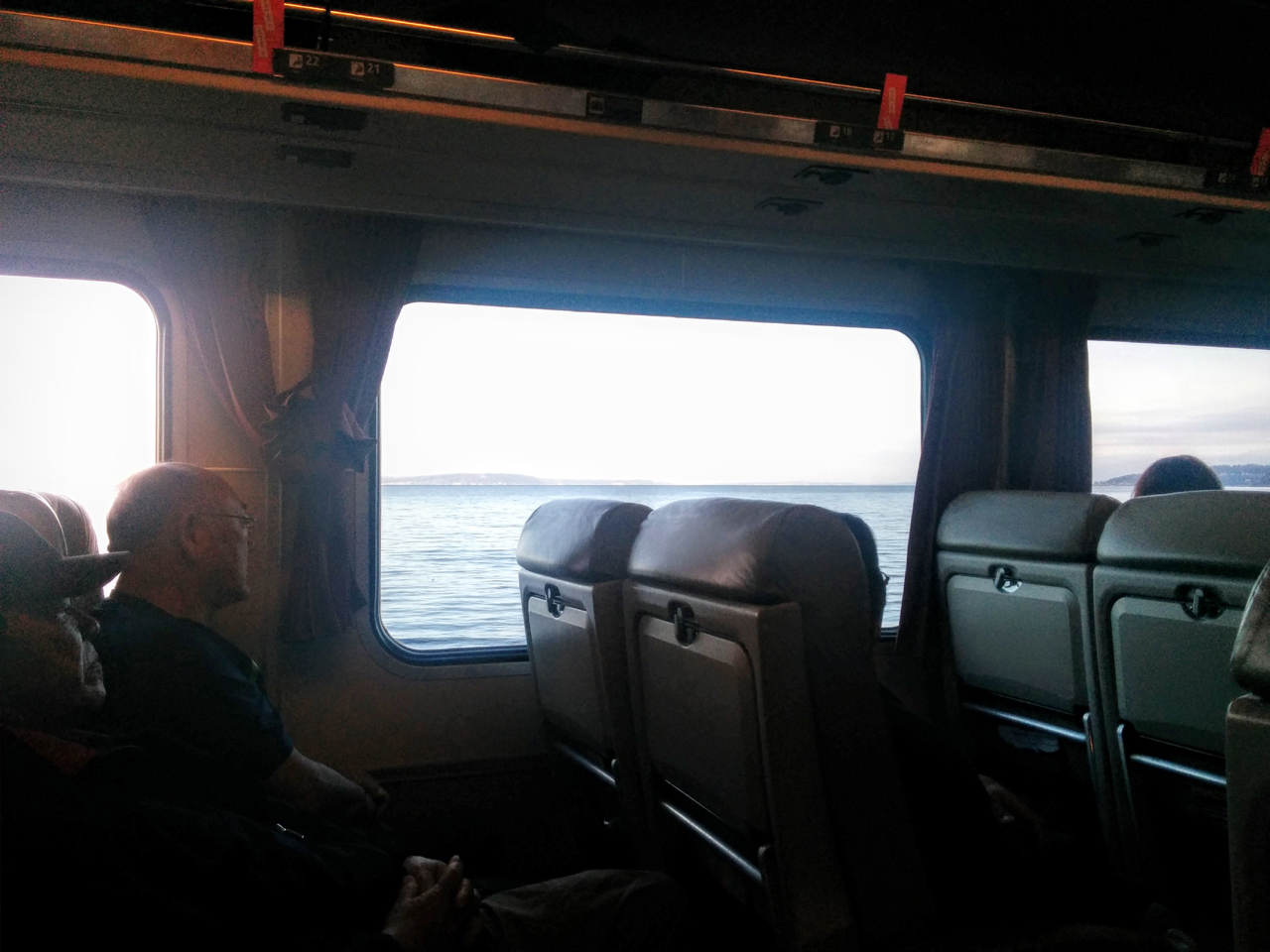 On board train overlooking Pacific