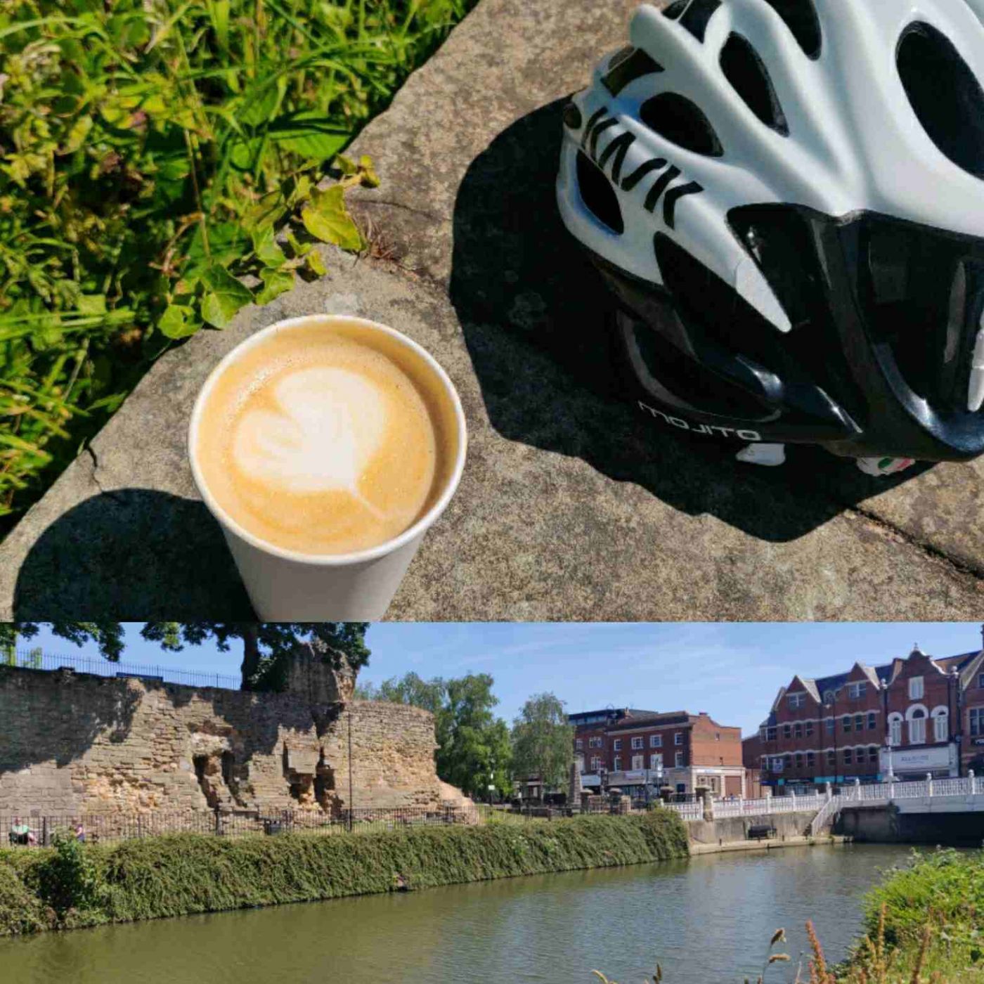 River Medway at Tonbridge and café latte