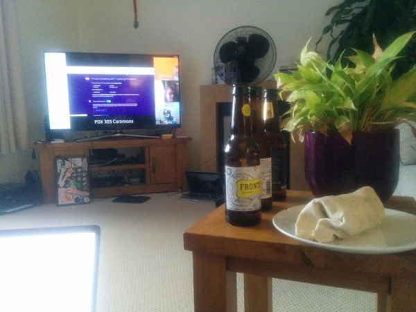 View of Tonbridge. Beer'n Burrito time 🌯 watching IWS Portland