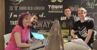 Lillian Karabaic, Josué Vázquez Rendo, Calum Ryan, Neil Mather inside at ProvenDough cafe, London Covent Garden 2019-08-21