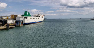 Dublin port looking out to the ferry named Epsilon