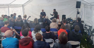 Bradley Wiggins in conversation at Herne Hill velodrome