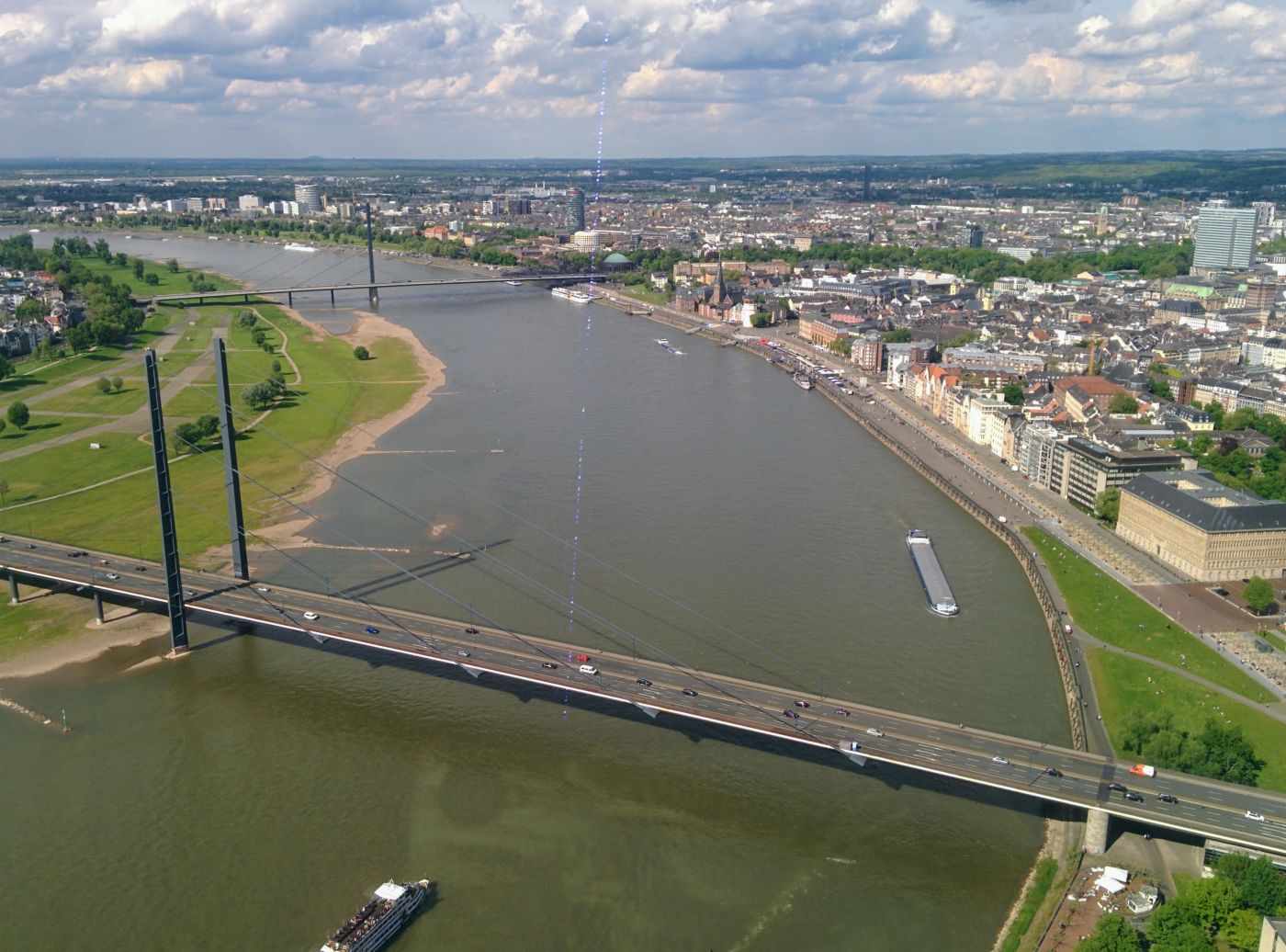 View of Düsseldorf and the River Rhine taken in 2017 from Rhine Tower